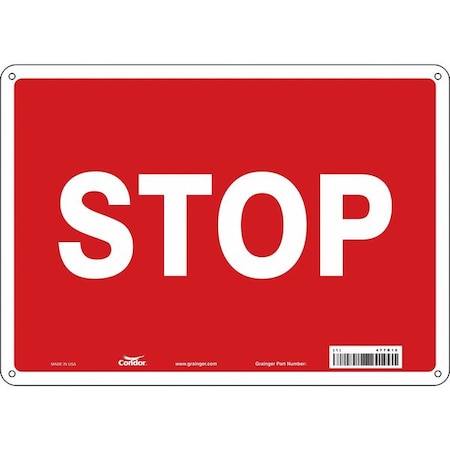 Zoro Select Stop Sign, 10" Height, 14" Width, Aluminum, Rectangle, English 477R15