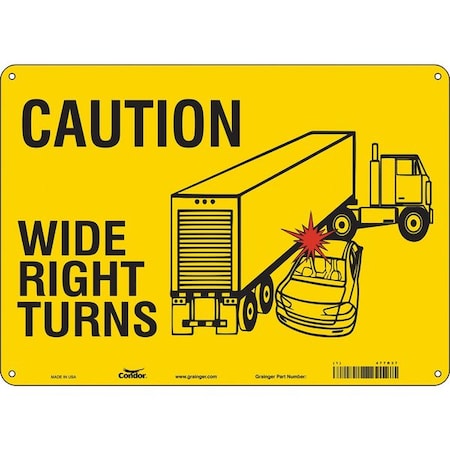 Condor Traffic Sign, 10 in H, 14 in W, Polyethylene, Horizontal Rectangle, English, 477R37 477R37