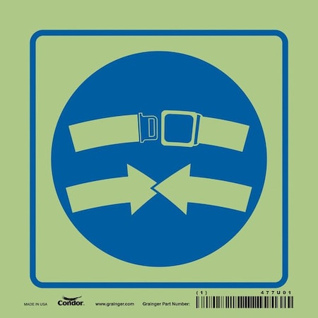 Condor Traffic Sign, 6 in Height, 6 in Width, Glow Vinyl, Square, English 477U01
