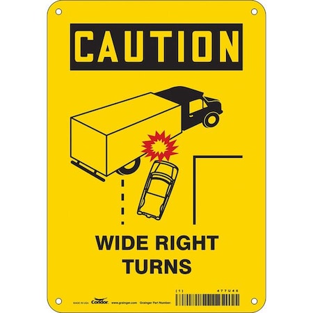 Condor Traffic Sign, 10 in H, 7 in W, Polyethylene, Horizontal Rectangle, English, 477U46 477U46