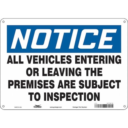 Condor Traffic Sign, 10 in Height, 14 in Width, Aluminum, Horizontal Rectangle, English 477V10