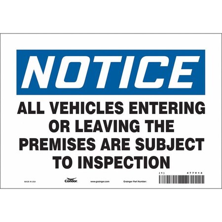 Condor Traffic Sign, 7 in Height, 10 in Width, Vinyl, Vertical Rectangle, English 477V14