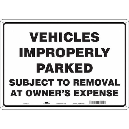 Condor Tow Zone No Parking Sign, 14" Height, 20" Width, Aluminum, Horizontal Rectangle, English 477X23