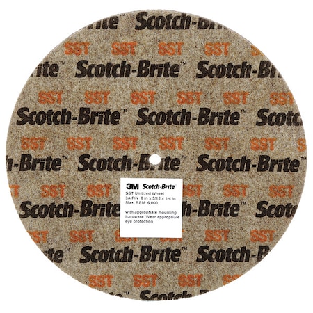 Scotch-Brite Unitized Wheel, 1 in Dia, 1/8 in W, 1/8 in Arbor Hole 7010364763
