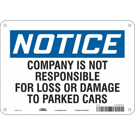Condor Parking Lot Damage Sign, 7" x 10, 478D82 478D82