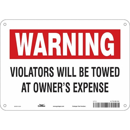 Condor Safety Sign, 10" Wx7" H, 0.032" Thickness, 478D89 478D89