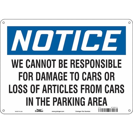 Condor Parking Lot Damage Sign, 10" x 14, 478D13 478D13