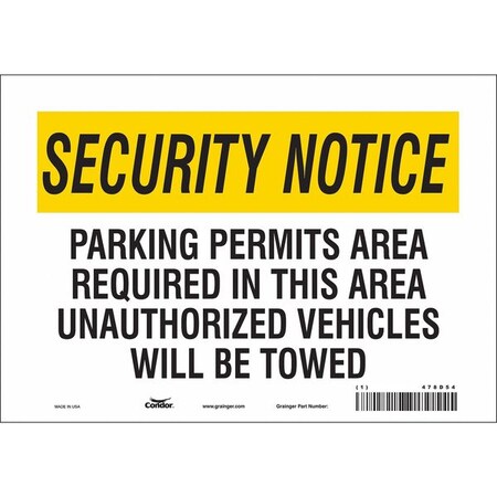 Condor Safety Sign, 7 in Height, 10 in Width, Vinyl, Vertical Rectangle, English, 478D54 478D54