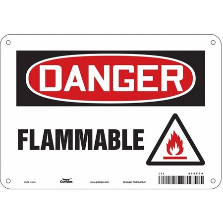 Condor Danger Sign, 7 in H, 10 in W, Polyethylene, Vertical Rectangle, English, 478F54 478F54