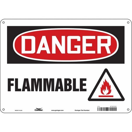 Condor Danger Sign, 10 in H, 14 in W, Polyethylene, Horizontal Rectangle, English, 478F55 478F55