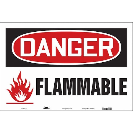 Condor Danger, FLAMMABLE, 36 in W x 24 in H, Horizontal Rectangle, Vinyl 478F64