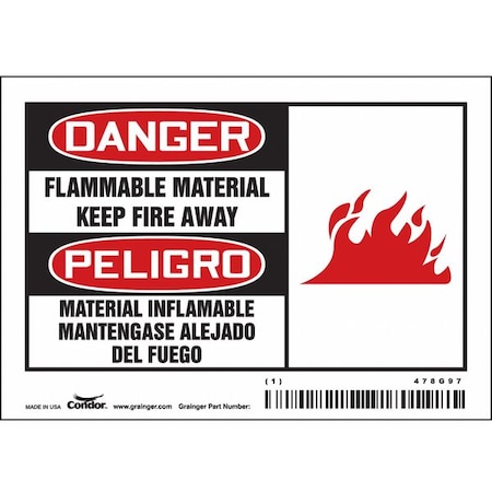 Condor Danger Sign, 3 1/2 in Height, 5 in Width, Vinyl, Horizontal Rectangle, English, Spanish 478G97
