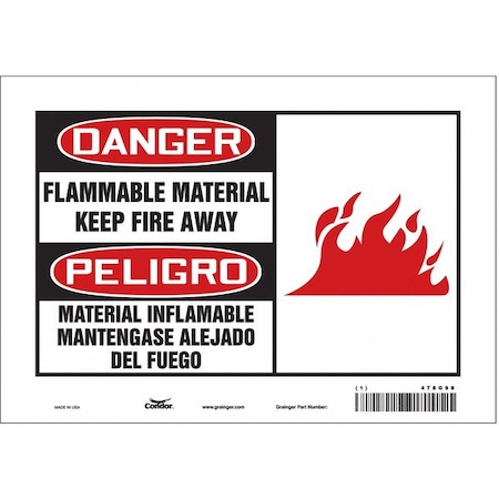 Condor Danger Sign, 7 in Height, 10 in Width, Vinyl, Vertical Rectangle, English, Spanish 478G98