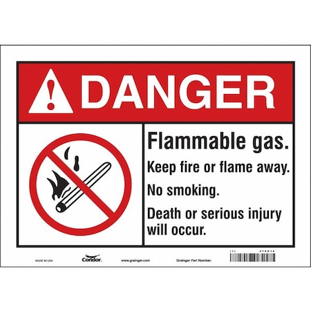 Condor Safety Sign, 10" H, 14 in W, Vinyl, Horizontal Rectangle, English, 478G14 478G14