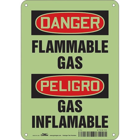 Condor Safety Sign, 10 in H, 7 in W, Polyethylene, Horizontal Rectangle, English, Spanish, 478G19 478G19