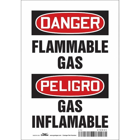 Condor Safety Sign, 10 in Height, 7 in Width, Vinyl, Horizontal Rectangle, English, Spanish, 478G23 478G23