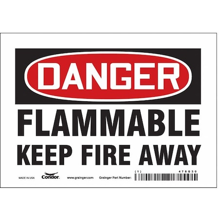 Condor Danger Sign, 5 in H, 7 in W, Vinyl, Horizontal Rectangle, English, 478G30 478G30