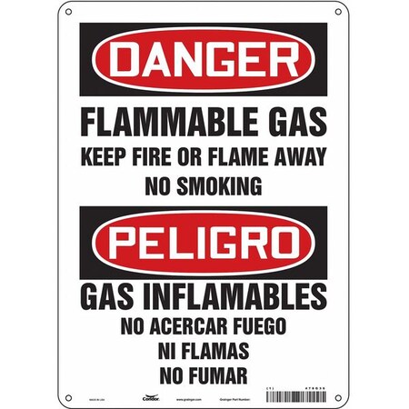 Condor Safety Sign, 14 in H, 10" W, Polyethylene, Vertical Rectangle, English, Spanish, 478G36 478G36