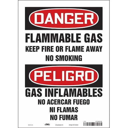 Condor Danger Sign, 14 in H, 10" W, Vinyl, Vertical Rectangle, English, Spanish, 478G38 478G38