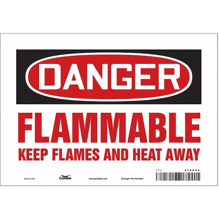 Condor Danger Sign, 7 in H, 10 in W, Vinyl, Vertical Rectangle, English, 478G44 478G44
