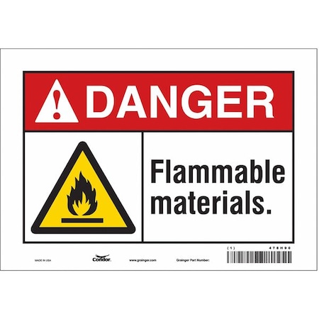 Condor Danger Sign, 7 in H, 10 in W, Vinyl, Vertical Rectangle, English, 478H90 478H90