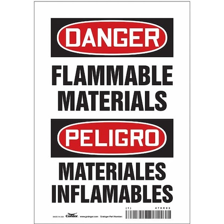 Condor Danger Sign, 10 in Height, 7 in Width, Vinyl, Horizontal Rectangle, English, Spanish 478H92