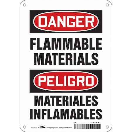 Condor Danger Sign, 10 in H, 7 in W, Horizontal Rectangle, English, Spanish, 478H93 478H93