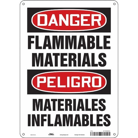 Condor Safety Sign, 14 in Height, 10 in Width, Aluminum, Vertical Rectangle, English, Spanish, 478H94 478H94