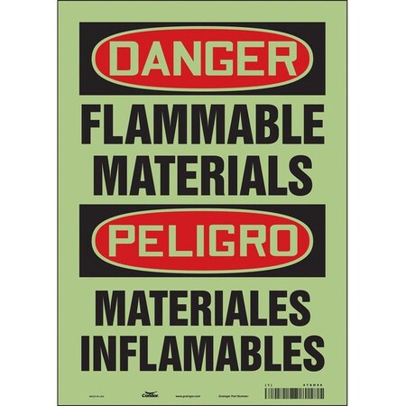 Condor Danger Sign, 14 in Height, 10 in Width, Glow Vinyl, Vertical Rectangle, English, Spanish 478H96