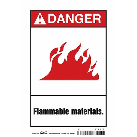 Condor Danger Sign, 10 in H, 7 in W, Vinyl, Horizontal Rectangle, English, 478H77 478H77