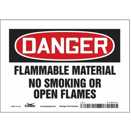 Condor Safety Sign, 5 in H, 7 in W, Vinyl, Horizontal Rectangle, English, 478H14 478H14