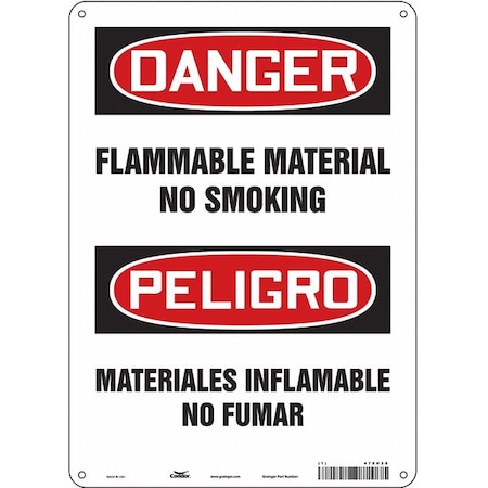 Condor Safety Sign, 14 in H, 10" W, Polyethylene, Vertical Rectangle, English, Spanish, 478H28 478H28