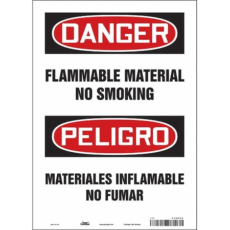 Condor Danger Sign, 14 in H, 10" W, Vinyl, Vertical Rectangle, English, Spanish, 478H29 478H29