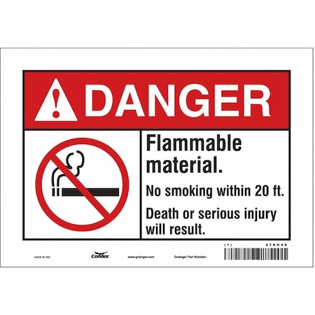 Condor Safety Sign, 7" H, 10" W, Vinyl, Vertical Rectangle, English, 478H46 478H46