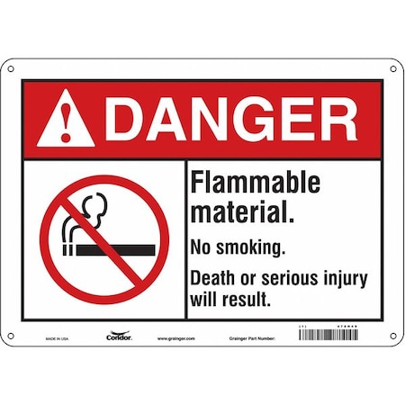 Condor Danger Sign, 10" H, 14 in W, Horizontal Rectangle, English, 478H49 478H49