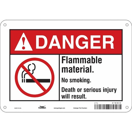 Condor Safety Sign, 7" H, 10" W, Polyethylene, Vertical Rectangle, English, 478H50 478H50