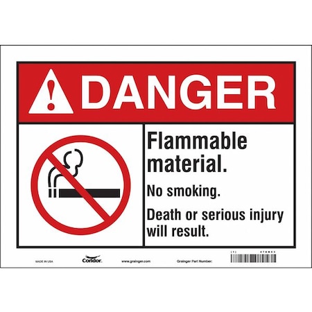 Condor Safety Sign, 10" H, 14 in W, Vinyl, Horizontal Rectangle, English, 478H53 478H53
