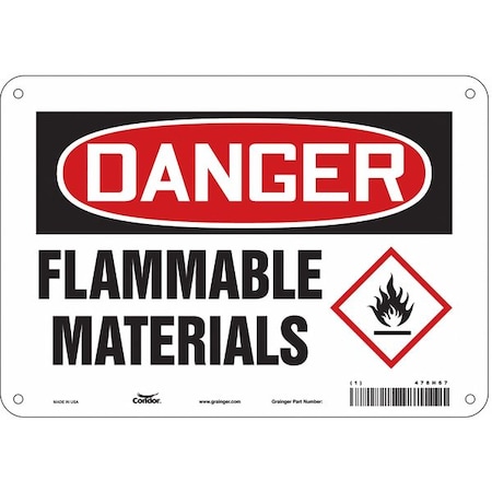 Condor Danger Sign, 7 in H, 10 in W, Polyethylene, Vertical Rectangle, English, 478H67 478H67