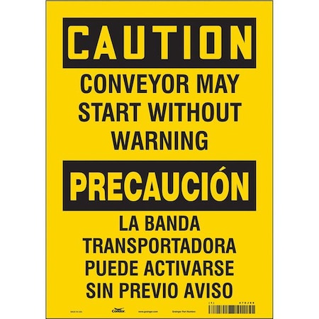 Condor Safety Sign, 14 in Height, 10 in Width, Vinyl, Vertical Rectangle, English, Spanish, 478J99 478J99