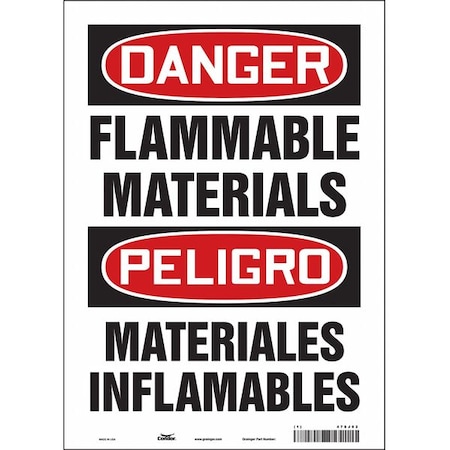 Condor Safety Sign, 14 in Height, 10 in Width, Vinyl, Vertical Rectangle, English, Spanish, 478J02 478J02