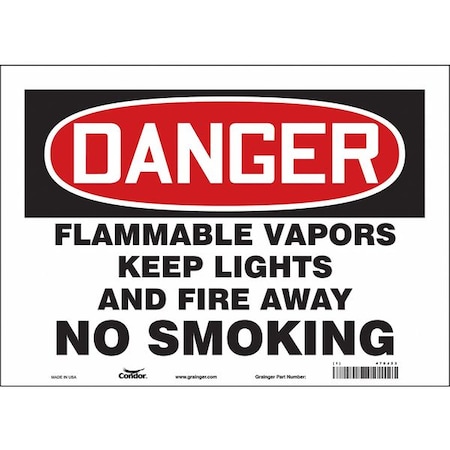 Condor Safety Sign, 10" H, 14 in W, Vinyl, Horizontal Rectangle, English, 478J23 478J23