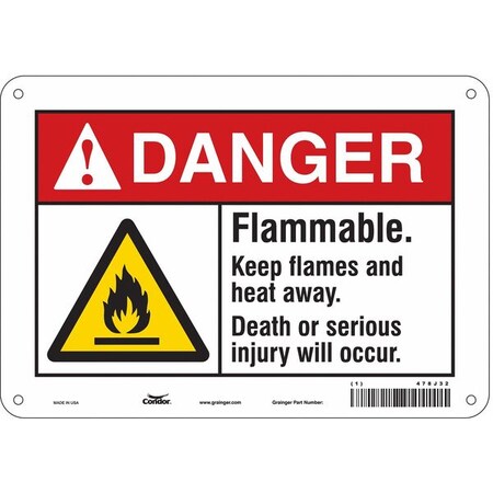 Condor Safety Sign, 7 in Height, 10 in Width, Polyethylene, Vertical Rectangle, English, 478J32 478J32