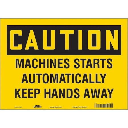 Condor Safety Sign, 10 in Height, 14 in Width, Vinyl, Horizontal Rectangle, English, 478K84 478K84