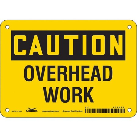 Condor Caution, OVERHEAD WORK, 7 in W x 5 in H, Horizontal Rectangle, Vinyl, 478K96 478K96