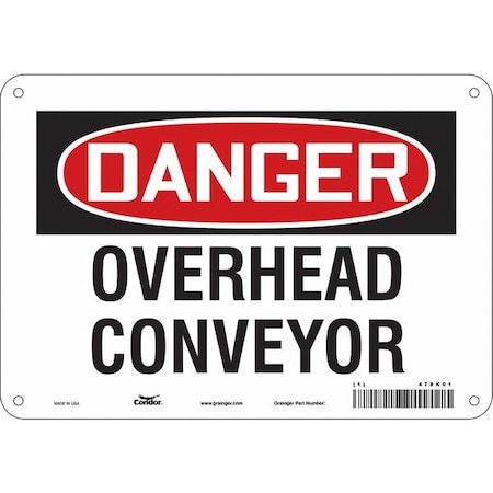 Condor Danger, OVERHEAD CONVEYOR, 10 in W x 7 in H, Vertical Rectangle, Aluminum, 478K01 478K01