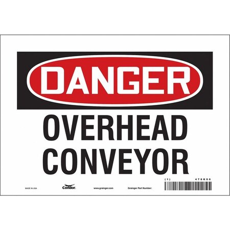 Condor Danger, OVERHEAD CONVEYOR, 10 in W x 7 in H, Vertical Rectangle, Vinyl, 478K06 478K06
