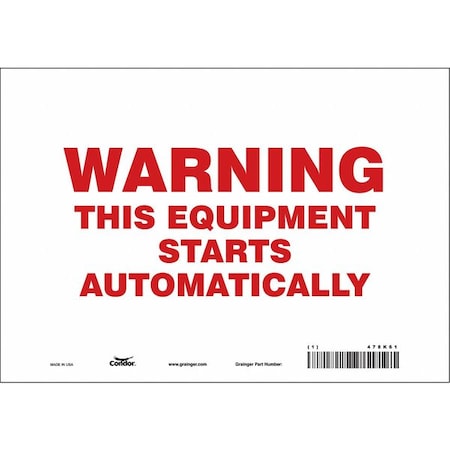 Condor Safety Sign, 7 in Height, 10 in Width, Vinyl, Vertical Rectangle, English, 478K61 478K61