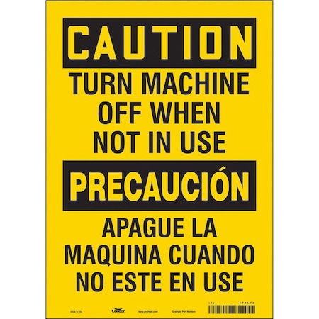 Condor Safety Sign, 14 in Height, 10 in Width, Vinyl, Vertical Rectangle, English, Spanish, 478L72 478L72
