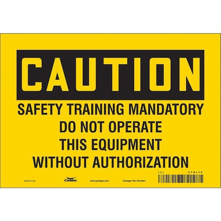 Condor Safety Sign, 7 in Height, 10 in Width, Vinyl, Vertical Rectangle, English, 478L10 478L10