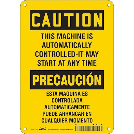 Condor Safety Sign, 10 in Height, 7 in Width, Aluminum, Horizontal Rectangle, English, Spanish, 478L24 478L24